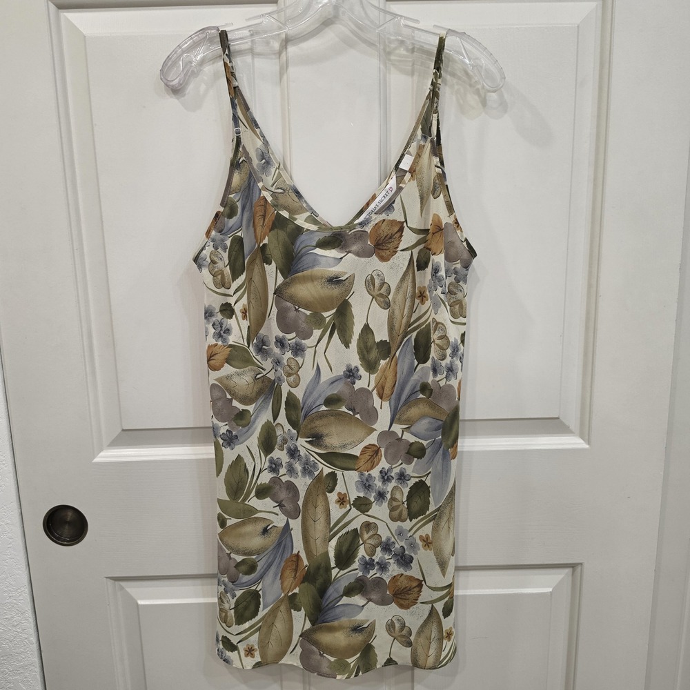 Victoria's Secret Botanical Leaf Floral Print Chemise Nightgown Size L